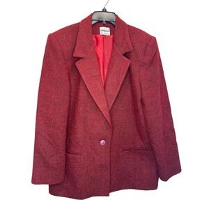 Vintage 80's Country Suburban Red Tweed Blazer Jacket 12 Made In USA ILGWU Union
